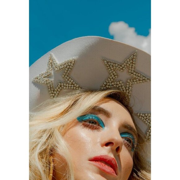 Kelsey Randall x REVOLVE Stars Hat in Ivory One SIze New Womens Cowboy Western - Picture 1 of 16